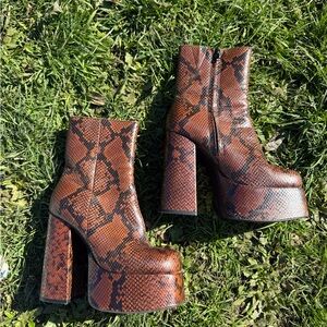Jeffrey Campbell Brown Snake Platform Heels